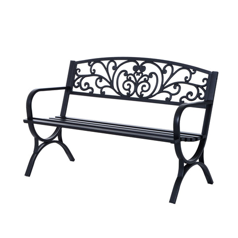 Rootz Gartenbank – Bank – 2-Sitzer-Bank – Metall – Schwarz – 127 x 60 x 85 cm