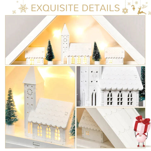 Rootz Kerst Adventskalender - Kerstkalender Met LED Verlichting - Met 24 Draw Boxes - 2-in-1 Design Kerstdecoratie - Wit - 39 x 9 x 42 cm