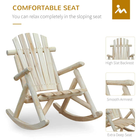 Rootz Rocking Chair - Swing Chair - Swing Garden Chair - Relaxation Chair - Natural - W66 x D96 x H98cm