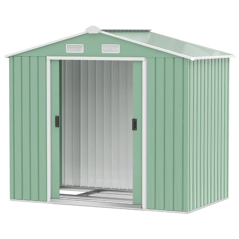 Rootz Gereedschapsschuur - Tuinhuis met Schuifdeuren - Fundering - Weerbestendig - Staal - Groen - 213 x 130 x 185cm