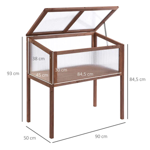 Rootz Hochbeet – Anzuchttisch – Kräuterbeet – Pflanzkasten für den Garten – Balkon und Terrasse – Tannenholz – PC-Platte – Braun – 90 x 50 x 93 cm