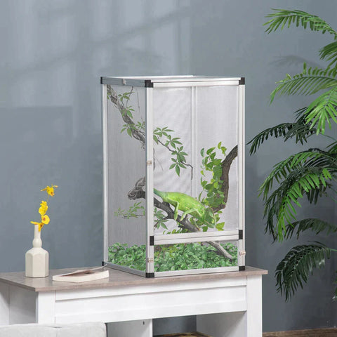 Rootz Reptile Box - Breeding Box For Reptiles - Amphibians Arachnids Reptile Breeding Box - Reptile Breeding Tank - Aluminum - Silver - 45 x 45 x 80 cm
