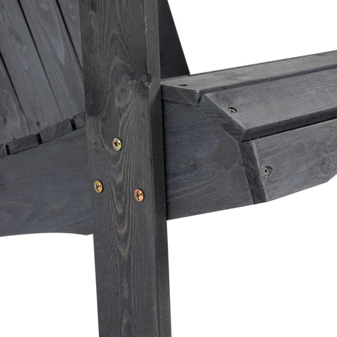 Rootz Garden Chairs With Side Table -  Double Adirondack Chairs - Fir Wood - Dark Grey - 178 x 87 x 92 cm