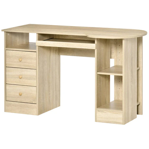 Rootz Bureau - Computerbureau - Computertafel - Laden - Toetsenbordblad en planken - Studie - Kantoor - Woonkamer - Spaanplaat - Naturel - 125 cm x 60 cm x 74 cm