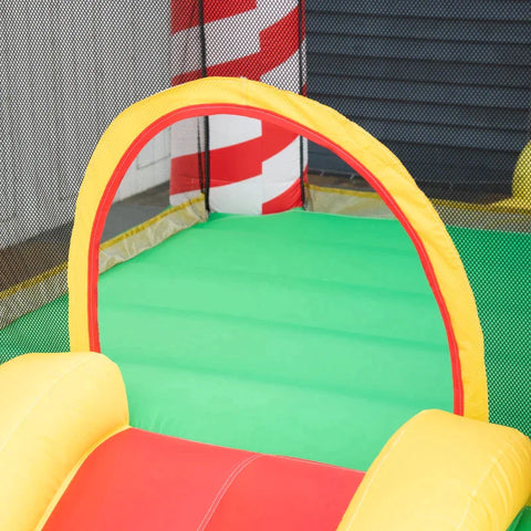 Rootz Weihnachten aufblasbare Hüpfburg – Trampolin, kleine Rutsche, Bällebad für 3 Kinder – Hüpfburg mit Gebläse für 3–8 Jahre Kindergarten – Oxford-Stoff – Polyester – Rot + Grün – 325 x 270 x 175 cm