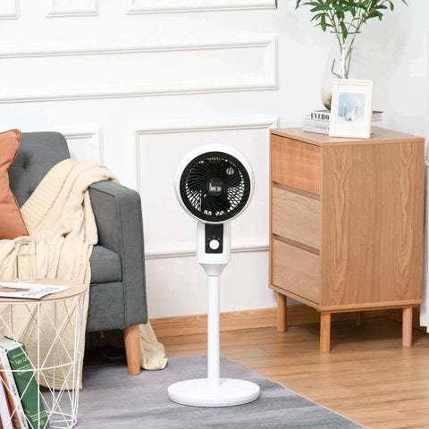 Rootz Circulation Fan - Pedestal Fan - 3 Speed Levels - Air Circulator Fan - Circulating Air Fan - Adjustable - ABS/ PP Plastic/Steel - Black/White