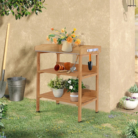 Rootz Planting Table - Table - Garden - Balcony - Natural - 76 cm x 37 cm x 89 cm