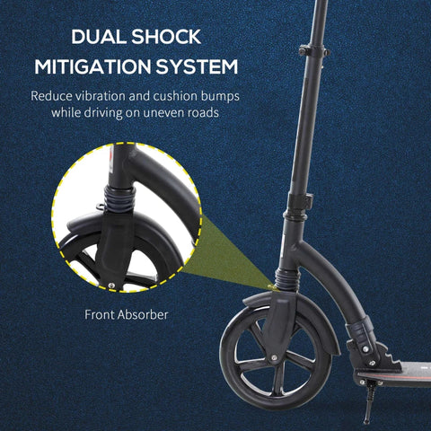 Rootz Scooter – Kinderroller – Tretroller mit Stoßdämpfung – faltbar – Aluminium – Schwarz – 92,5 x 37,5 x 87–101,5 cm