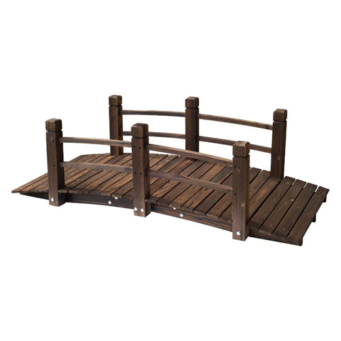Rootz Garden Bridge - Wooden Bridge - Bridge - Wooden Footbridge - Pond Bridge - Dark Brown - 152.5Lx67Wx48H cm
