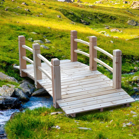 Rootz Garden Bridge - Wooden Bridge - Bridge - Wooden Footbridge - Pond Bridge - Fir Wood - 152.5 x 67 x 48 cm