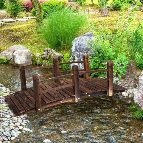 Rootz Garden Bridge - Wooden Bridge - Bridge - Wooden Footbridge - Pond Bridge - Dark Brown - 152.5Lx67Wx48H cm