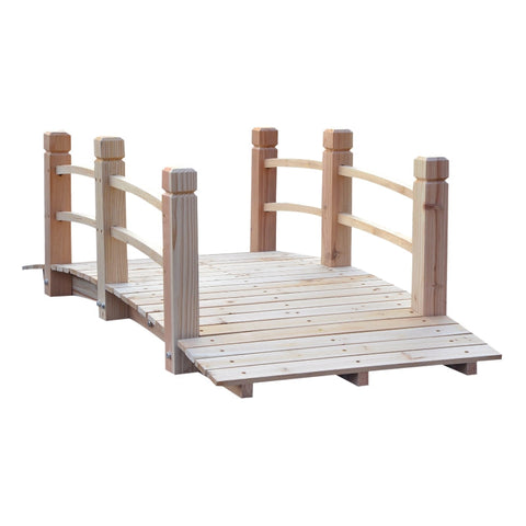 Rootz Garden Bridge - Wooden Bridge - Bridge - Wooden Footbridge - Pond Bridge - Fir Wood - 152.5 x 67 x 48 cm