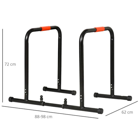 Rootz Dip-Ständer – Dip-Stangen – Push-Up-Dip-Station – verstellbares Fitness – Schwarz – 94–102 x 62 x 73 cm