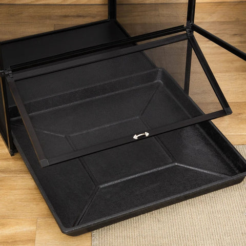 Rootz Reptile Box - Reptile Breeding Box - Aluminum Terrarium - For Reptiles Amphibians Arachnids - Aluminum/ABS/Acrylic - Black - 60 x 60 x 120 cm