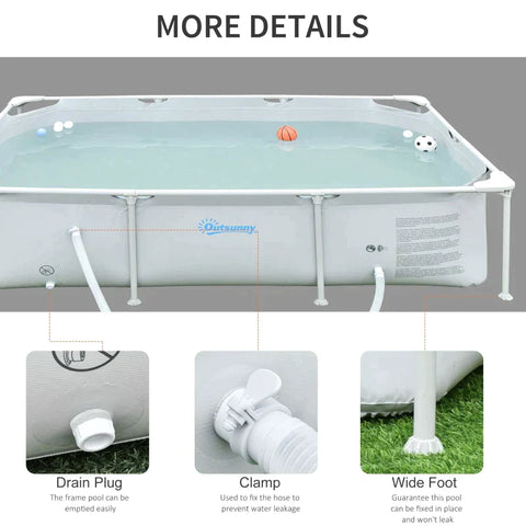 Rootz Frame Pool - Frame Swimming Pool - Swimming Pool - Pool - Gray - 252 x 152 x 65 cm