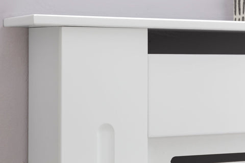 Rootz Radiator Cover - Matt Design Heater Panel - Wood Slats - Protection for Heating Radiator - White - 152x83x19cm