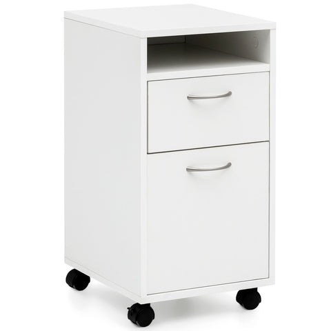 Rootz Rollcontainer – Moderne Rollkommode – Bürocontainer mit Tür – Kleiner Schreibtischschrank auf Rollen – Weiß – 33 x 63 x 38 cm