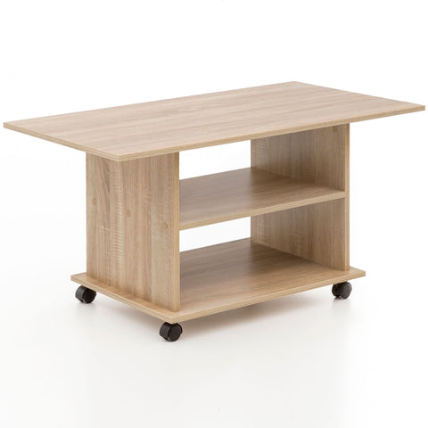 Rootz Drehbarer Couchtisch – Sonoma – Rollen – Design mit Stauraum – 95 x 51 x 54,5 cm