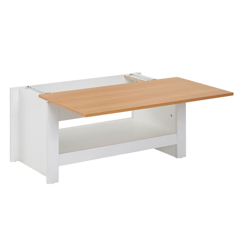 Rootz Couchtisch – Wohnzimmertisch mit Stauraum – Moderner quadratischer Couchtisch – Design aus weißer Eiche – 85 x 47 x 45 cm