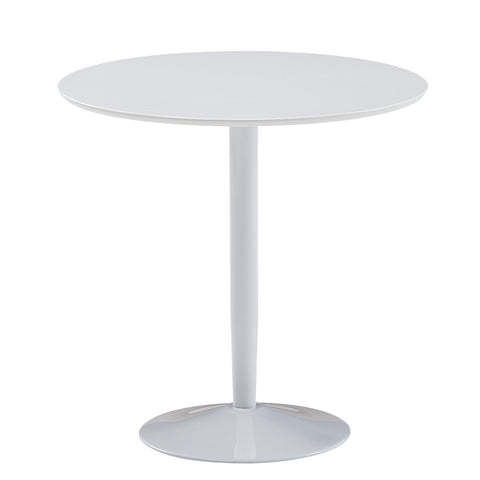 Rootz Runder Esstisch – Kleiner weißer Hochglanz-Küchentisch – Moderner runder Esstisch für 2 – Kompakter Frühstückstisch – 75 x 75 x 74 cm 