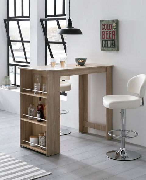 Rootz Bartisch – Sonoma – Küchentisch aus Holz mit integrierter Ablage – 120 x 107,5 x 60 cm