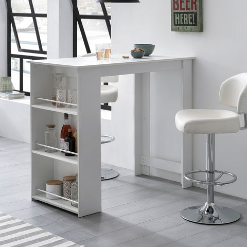 Rootz Bartisch – Küchentisch aus Holz mit integrierter Ablage – Weiß – 120 x 107,5 x 60 cm