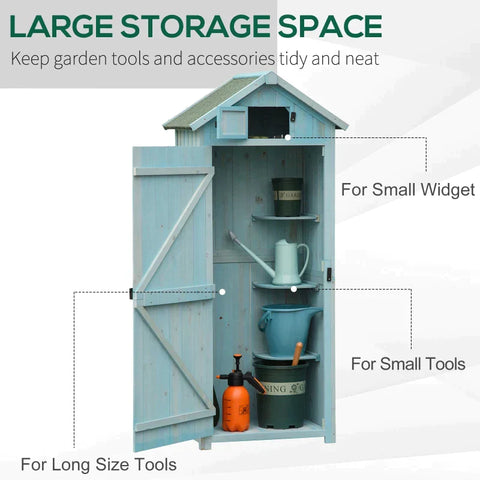Rootz Garden Shed - Garden Storage Shed - Garden Cabinet - Tool Shed - Garden Tool Shed - Light blue/Green - 77 x 54.2 x 179 cm