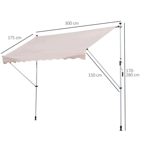 Rootz Luifel - Knikarmluifel - Klemluifel - Zonwering - Klaparm Handslinger - Balkon - Beige - 300 x 150 cm