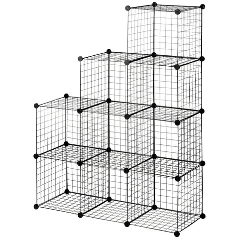 Rootz Plug-in Shelving - Cube Shelf - Shoe Rack - 9 Cubes - Modular Structure - Steel - Black - 35 x 35 x 35 cm