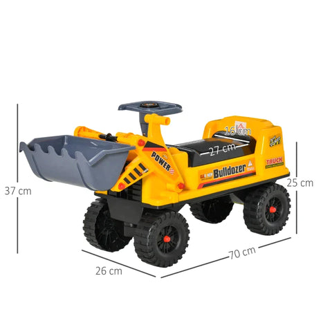 Rootz Kindergraafmachine - Kindergraafmachine - Glijwagen - Zandspeelgoed - Glijvoertuig voor kinderen - PP-kunststof - Geel/Zwart/Grijs - 70 x 26 x 37 cm