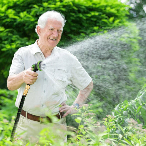 Rootz Flexibler Gartenschlauch – 22,5 m mit 10 Funktionen Sprühdüse – Wasserschlauch mit 1/2 Zoll – 3/4 Zoll Anschlussschlauch dehnbar für Autowäsche – Dunkelgrün + Schwarz