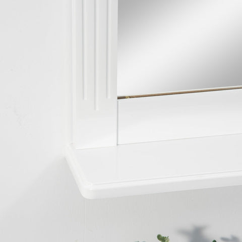 Rootz Wandspiegel – Badezimmerspiegel – Wandspiegel mit 1 Ablage – modernes Design – platzsparend – MDF – Glas – Weiß – 55 L x 12 B x 64 H cm