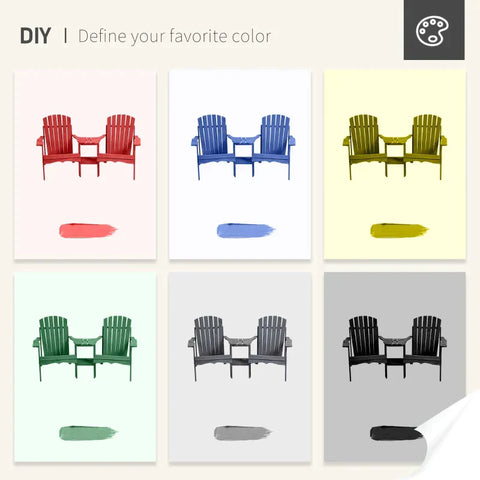 Rootz Garden Chairs With Side Table -  Double Adirondack Chairs - Fir Wood - Dark Grey - 178 x 87 x 92 cm