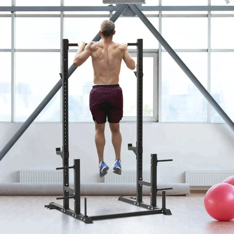 Rootz Weight Bench - Multi-Gym - Gym Weight Bench - With Pull-up Bar - Steel - Black - 140 x 171 x 228 cm