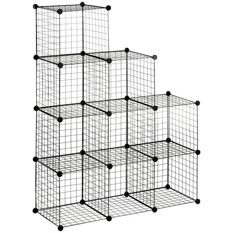 Rootz Plug-in Shelving - Cube Shelf - Shoe Rack - 9 Cubes - Modular Structure - Steel - Black - 35 x 35 x 35 cm