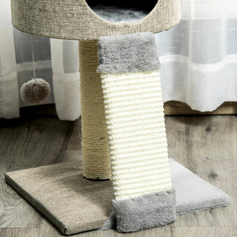 Rootz Scratching Post - Cat Tree - Cat Crate - Climbing Tree For Cats With Cat Ball - Grey - 30 x 30 x 50 cm