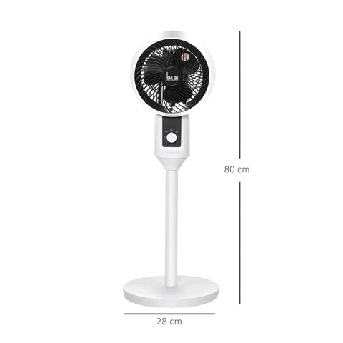 Rootz Circulation Fan - Pedestal Fan - 3 Speed Levels - Air Circulator Fan - Circulating Air Fan - Adjustable - ABS/ PP Plastic/Steel - Black/White