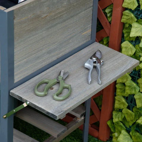 Rootz Raised Planter Box - With 2 Foldable Shelves - Lower Shelf - Flower Box - Flower Pot - Herb Bed - Light Gray - 140 x 46 x 75.5 cm