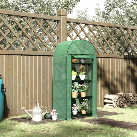 Rootz Kas - Folie Kas - Balkon Met 4 Planken - Tomatenkas - Plantenkas - Koud Kader - Metaal - Groen - 80 x 49 x 160 cm