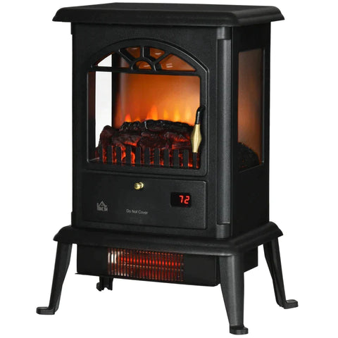 Rootz Elektrokamin – Kamin – realistisches Feuer – Infrarotheizung – bis zu 32 °C – Fernbedienung – Schwarz – 42,2 x 27,2 x 57 cm