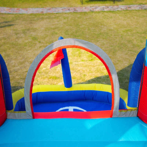 Rootz Aufblasbare Hüpfburg – Spielburg – Sprungbereich, Bällebad – mit Rutsche, Wasserrutsche – für Kinder von 3 bis 8 Jahren – 265 x 260 x 200 cm