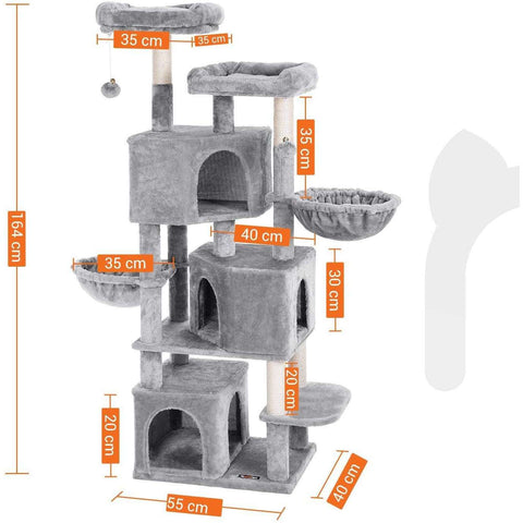 Rootz Cat tree with 3 cat caves - 164 cm - Cat house - Scratching post - Cat tree - Cat scratching posts