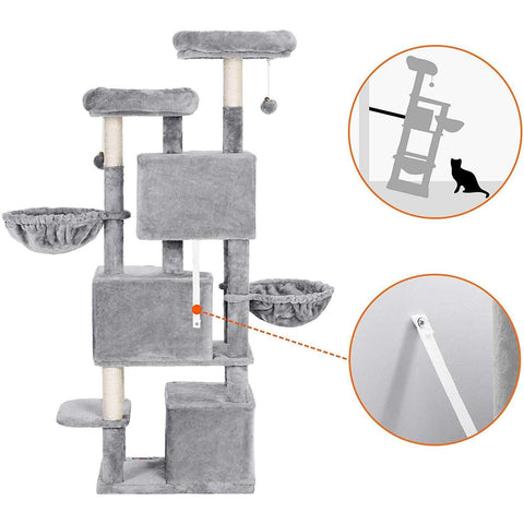 Rootz Cat tree with 3 cat caves - 164 cm - Cat house - Scratching post - Cat tree - Cat scratching posts