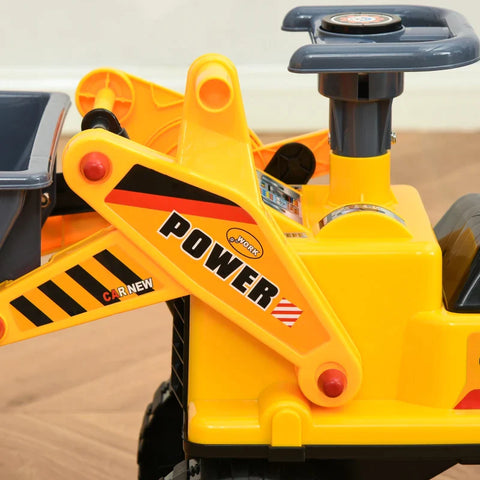 Rootz Kindergraafmachine - Kindergraafmachine - Glijwagen - Zandspeelgoed - Glijvoertuig voor kinderen - PP-kunststof - Geel/Zwart/Grijs - 70 x 26 x 37 cm