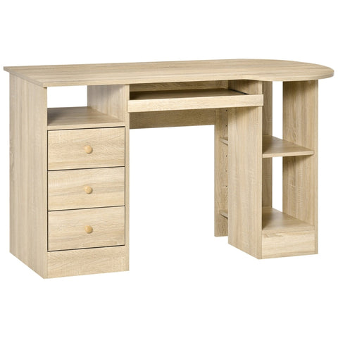 Rootz Bureau - Computerbureau - Computertafel - Laden - Toetsenbordblad en planken - Studie - Kantoor - Woonkamer - Spaanplaat - Naturel - 125 cm x 60 cm x 74 cm