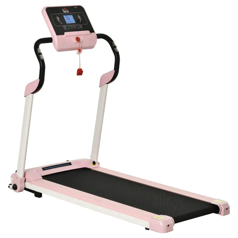 Rootz Treadmill - Electric Treadmill - Foldable - 400 W 1-12 KM/H 1.5HP - LCD Display - With Mobile Phone Holder - Pink - 134 x 60 x 118 cm
