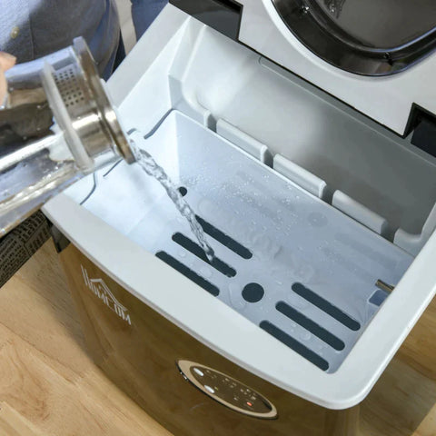 Rootz Ice Cube Machine - Ice Cube Maker - Ice Cream Basket - Ice Scoop - 3.2L Water Tank - Black + Silver - 36.7L x 29.7W x 37.8H cm