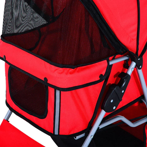 Rootz Dog Stroller - Pet Stroller - Dog Buggy - Dog Stroller For Travel - Foldable Pet Stroller - Dog Travel Buggy - Compact Pet Carriage - Red - 75L x 45W x 97H cm