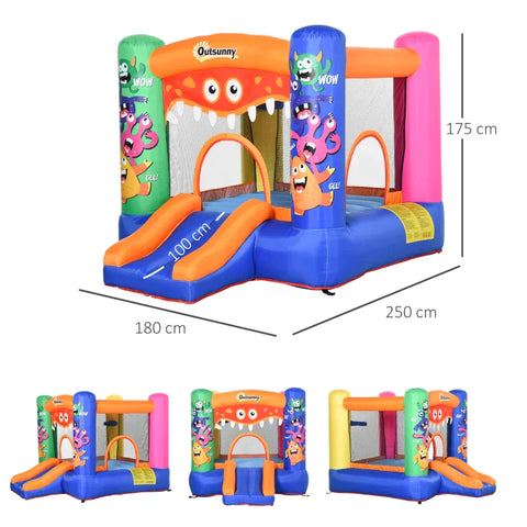 Rootz Springkasteel - Met Blaasglijbaan - Voor 2 Kinderen - Opblaasbaar Springkasteel - Buitenspeelkasteel Speelhuis - 250 x 180 x 175 cm
