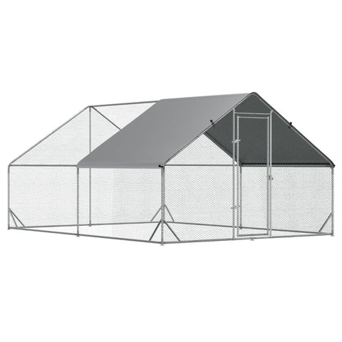 Rootz Chicken Coop - Hen Poultry House - Chicken Cage - Rabbit Hutch - Silver - 3 x 4 x 2m